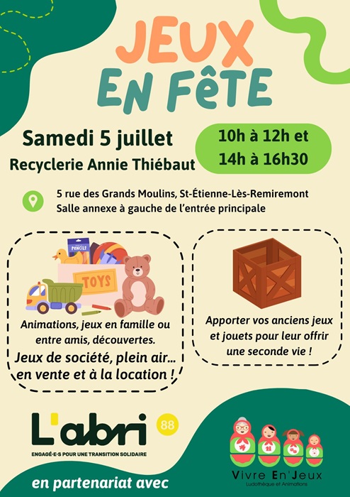 Samedi 5 juillet : jeux en fête