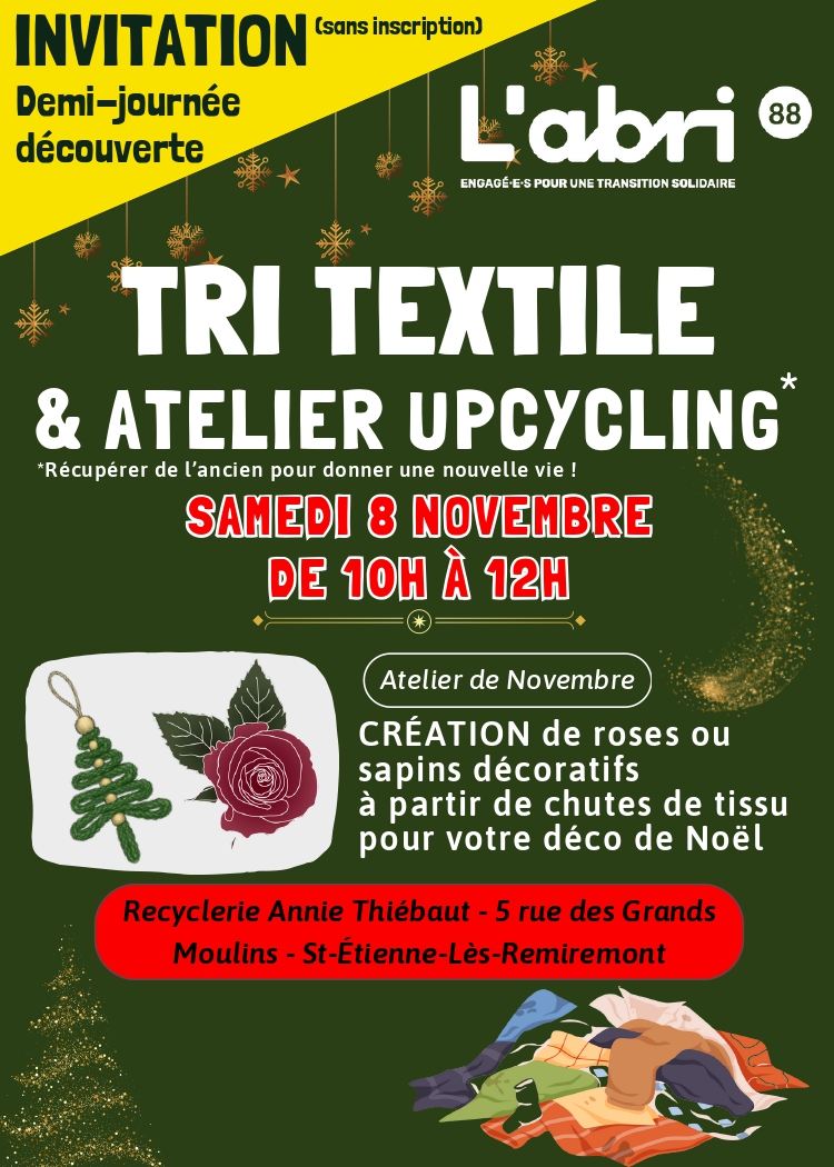 Samedi 8 novembre : sensibilisation textile